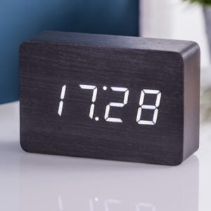 Brick Black Click Clock with White LED