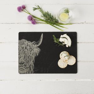 Highland Cow Engraved Cheese Slate Board