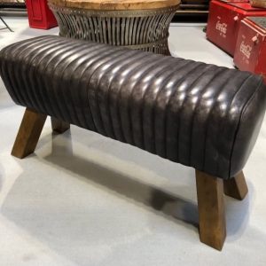 Black Leather Pommel Horse Style Bench