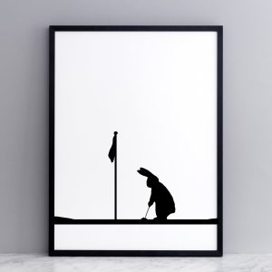 Framed Golfing Rabbit Print