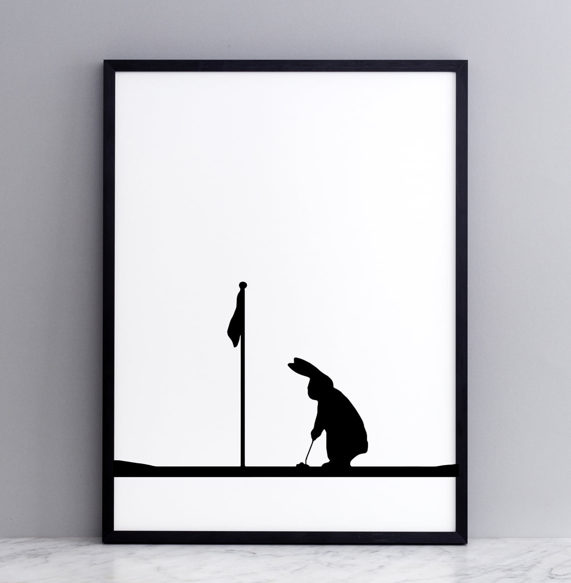Framed Golfing Rabbit Print