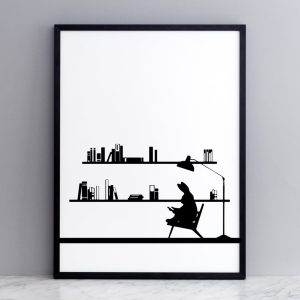Reading Rabbit Print with Frame
