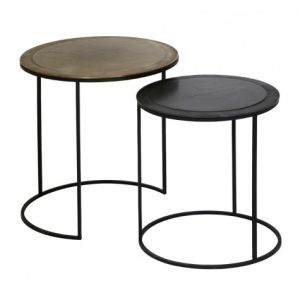 Brass & Black Side Tables Set of Two