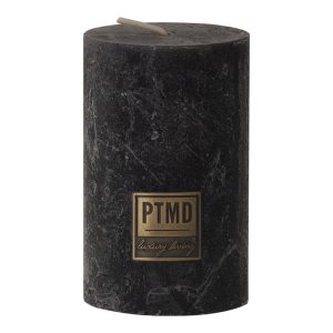 Rustic Charcoal Black Pillar Candle 8x5cm