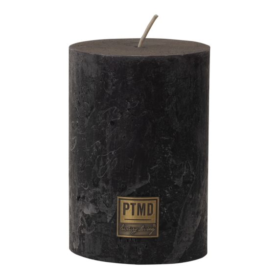 Rustic Charcoal Black Pillar Candle 10x7cm