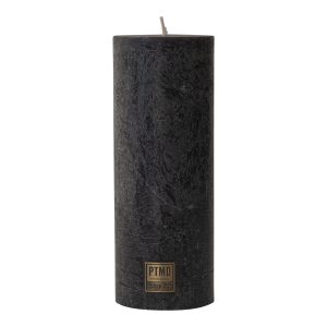 Rustic Charcoal Black Pillar Candle 18x7cm
