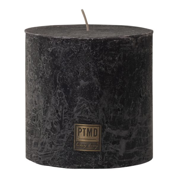 Rustic Charcoal Black Block Candle 10x10cm