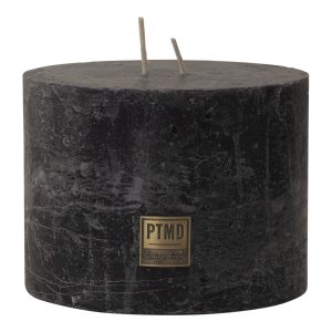 Rustic Charcoal Black Block Candle 9x12cm