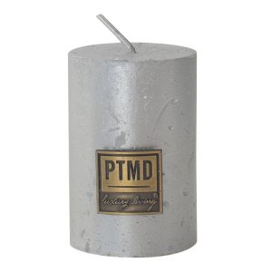 Metallic Silver Pillar Candle 6x4cm