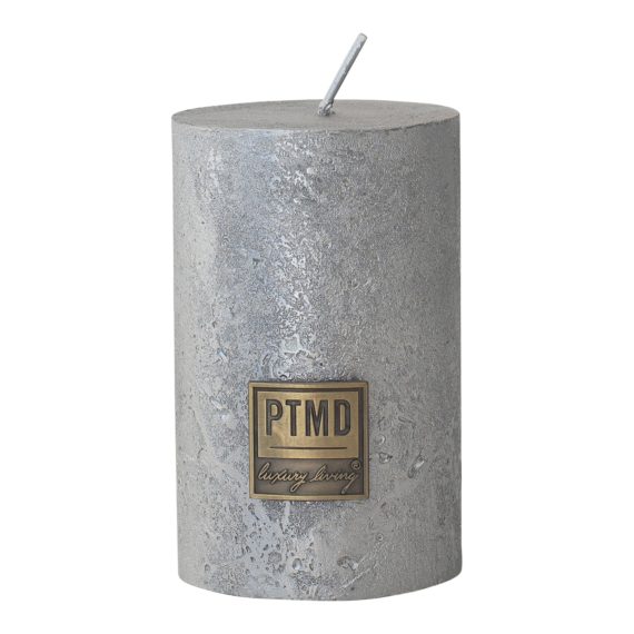 Metallic Silver Pillar Candle 8x5cm
