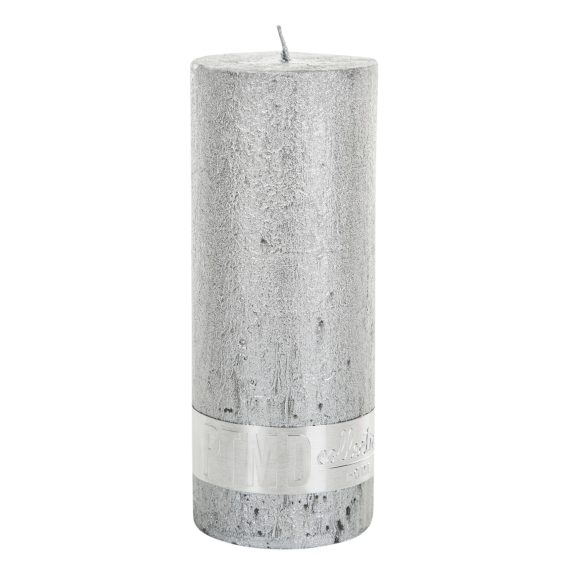 Metallic Silver Pillar Candle 12x5cm