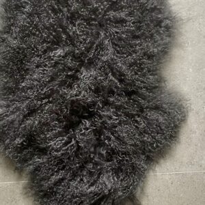 Curly Tibetan Sheepskin Rug Dark Grey