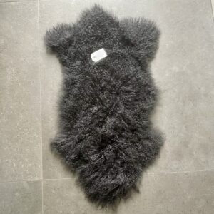Curly Tibetan Sheepskin Rug Dark Grey