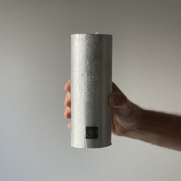 Metallic Silver Pillar Candle 18x7cm