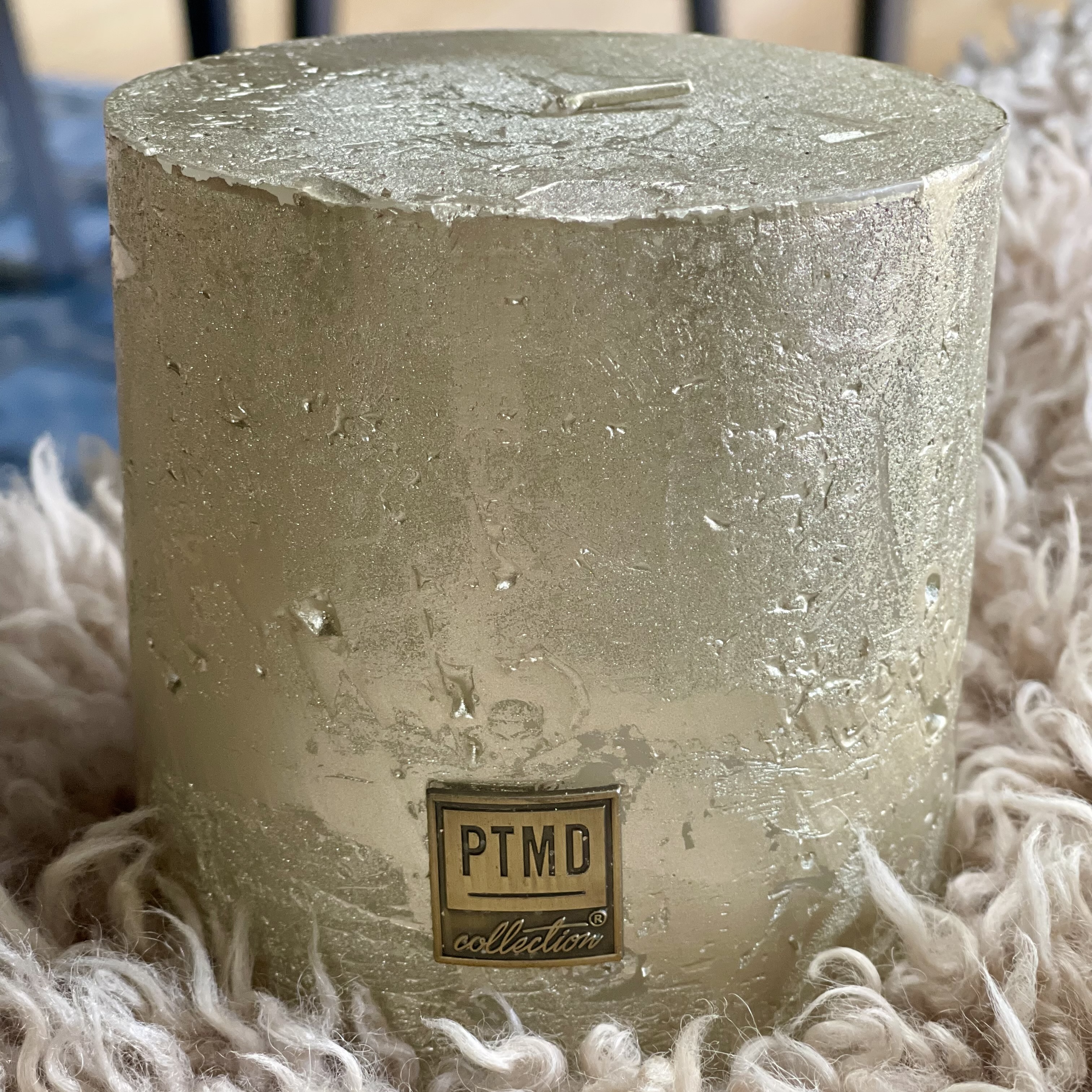 Metallic Gold Block Candle 10x10cm
