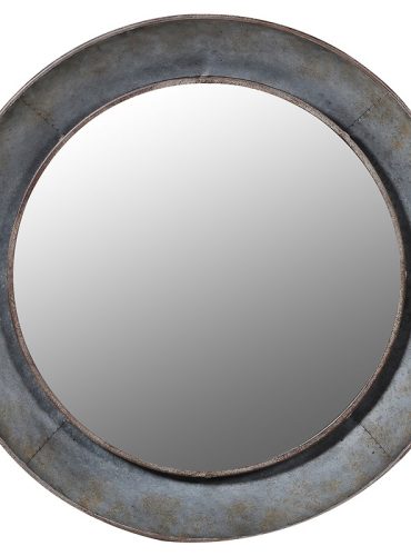 Distressed Round Metal Wall Mirror