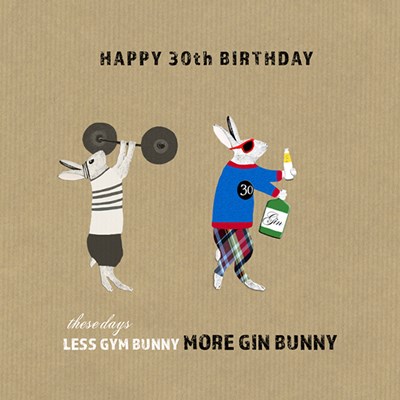 More Gin Bunny Greetings Card