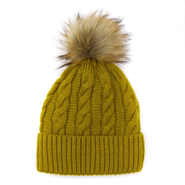 bobble hat with faux fur pom pom