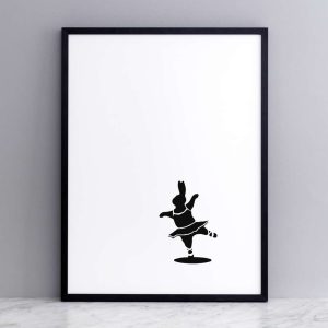 Framed Ballet Dancing Rabbit Print