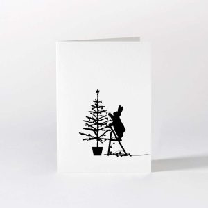 Tree Trimming Rabbit Card