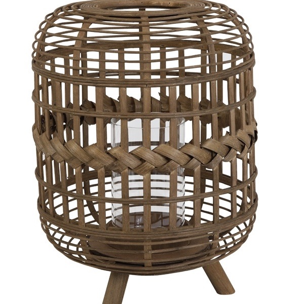 Brown Bamboo Plaited Lantern with Legs