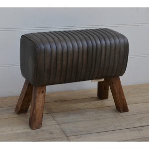 Black Leather Pommel Stool
