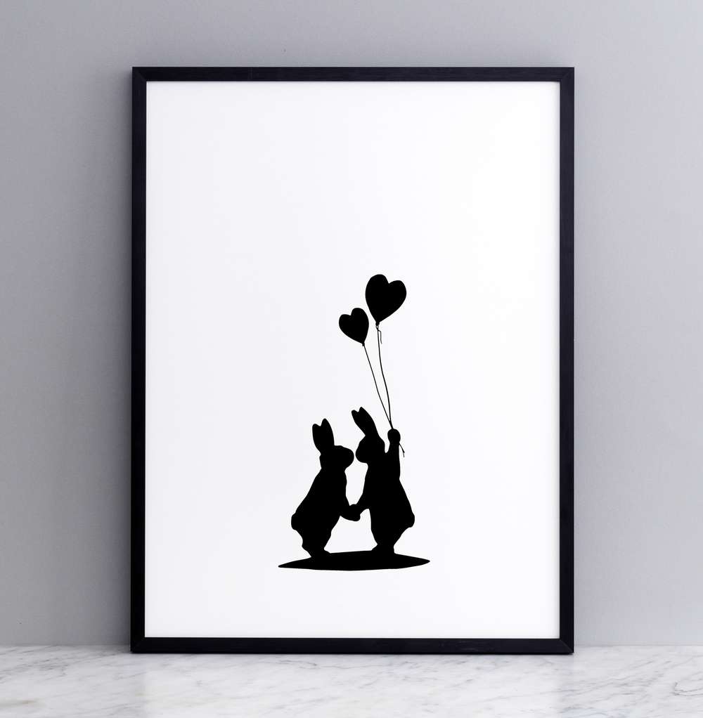 Lovestruck Rabbit Print with Frame