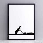 Mowing Rabbit Print with Frame