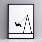 Swing Rabbit Print with Frame