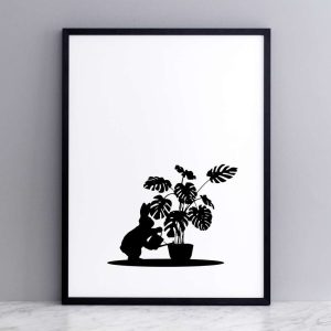 Watering Rabbit Print with Frame