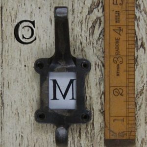 Iron Hat & Coat Hook with Ceramic Label Insert