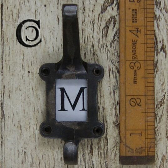 Iron Hat & Coat Hook with Ceramic Label Insert