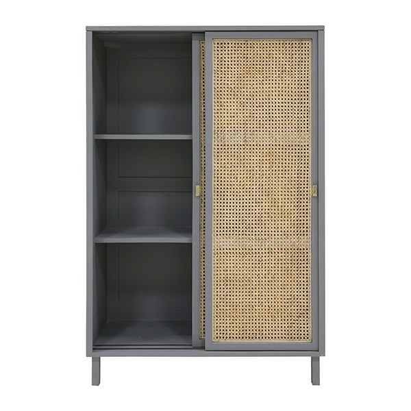 Grey Handmade Webbing Sliding Door Cabinet