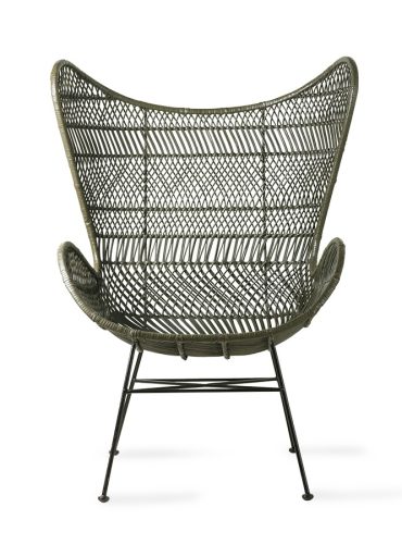 Olive Green Rattan Egg Chair