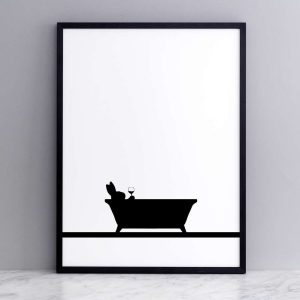 Framed Bathtime Rabbit Print