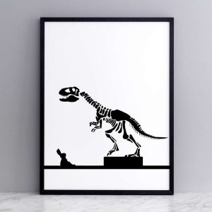 Dinosaur Rabbit Print with Frame