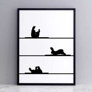 Pilates Rabbit Print with Frame