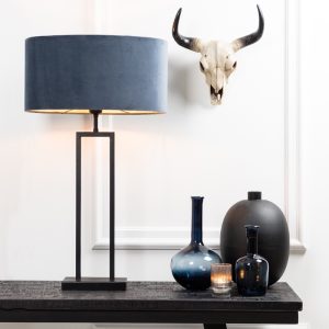 Dusty Blue Velour Cylinder Lampshade 38cm