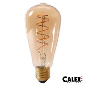 Calex E27 LED Spiral Filament Rustic Shape Bulb Gold