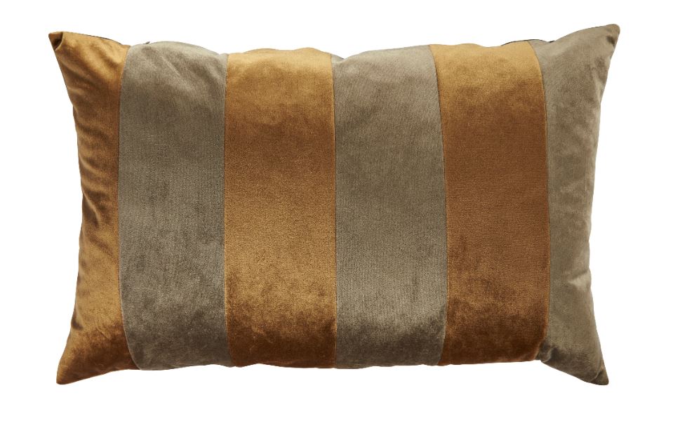 Carmel and Gold Stripe Cushion