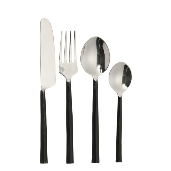 Box Cutlery 24 Piece Black/Silver