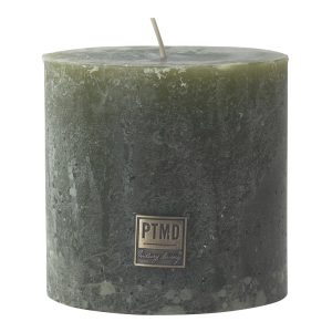 Rustic Olive Green Block Candle 10x10cm