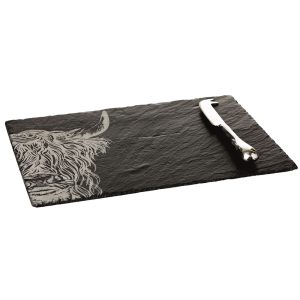 Highland Cow Engraved Cheese Board & Knife Gift Set