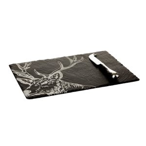 Stag Engraved Cheese Board & Knife Gift Set