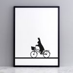 City Bike Rabbit Print with Frame
