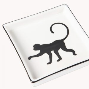 Black & White Ceramic Monkey Trinket Tray