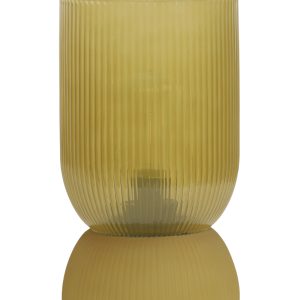 Ochre Ribbed Glass Battery Powered Table Lamp