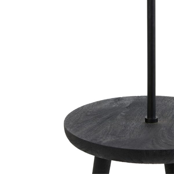 Black Wood Side Table Floor Lamp