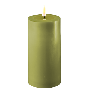 Battery Operated LED Candle 7.5cmx15cm Olive