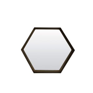 Medium Hexagonal Bronze Metal Framed Mirror
